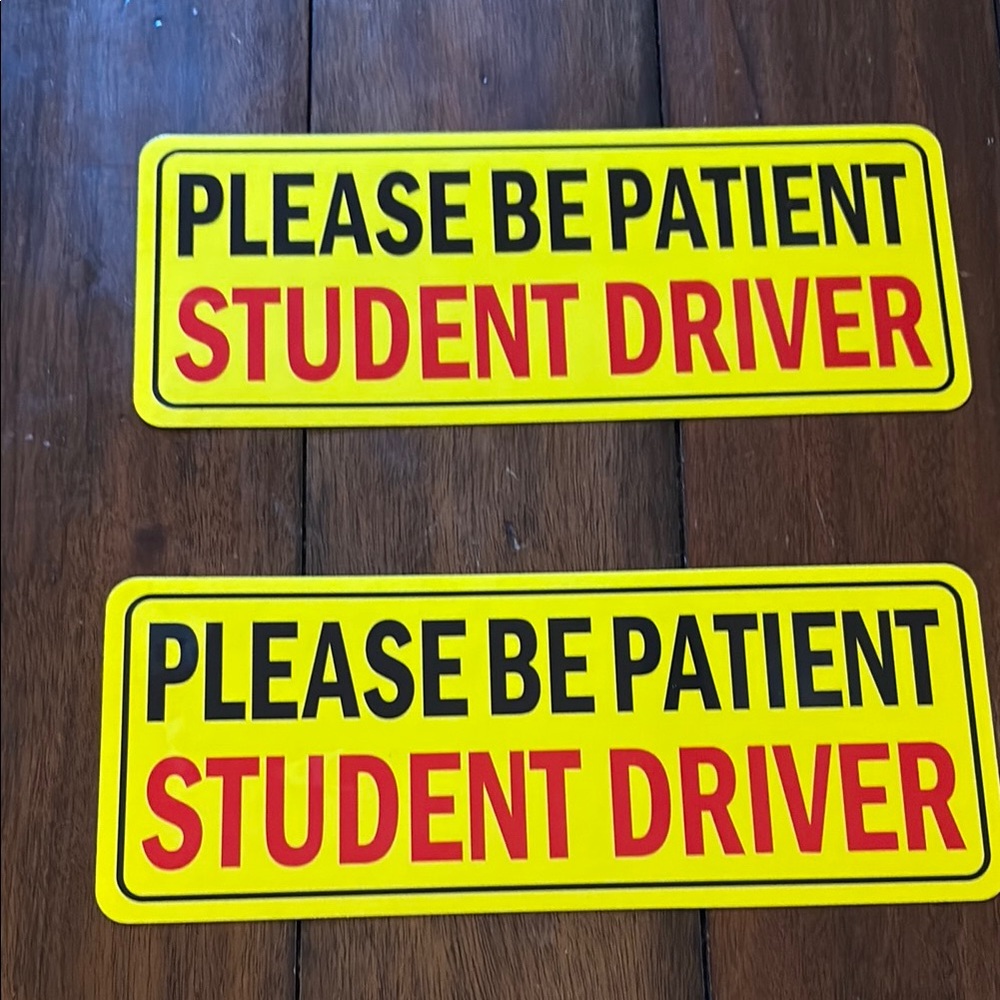 Vibrant Yellow and Red Student Driver Sign